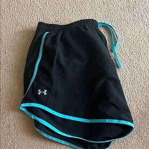 Under Armour Black Shorts with Blue Accents Size Large- Women’s